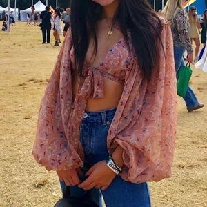 Nasty gal floral tie top